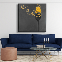 Framed 48 x 48 - Spaghetti pasta around a fork