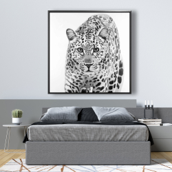 Framed 48 x 48 - Leopard ready to attack