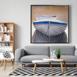 Framed 48 x 48 - Two canoe boats