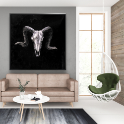 Framed 48 x 48 - Ram skull grunge style