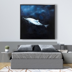 Framed 48 x 48 - Swimming dolphin