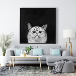 Framed 48 x 48 - Watching cat