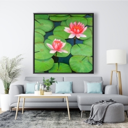 Encadré 48 x 48 - Fleurs de lotus dans un marais