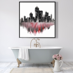 Encadré 48 x 48 - Paysage urbain rouge à l'aquarelle