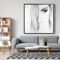 Encadré 48 x 48 - Portrait noir et blanc
