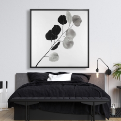 Encadré 48 x 48 - Branche en tons de gris et feuilles rondes