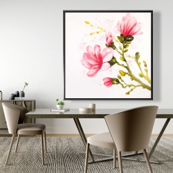 Encadré 48 x 48 - Fleurs de magnolia à l'aquarelle