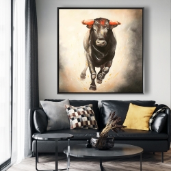 Framed 48 x 48 - Bull running