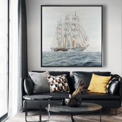 Framed 48 x 48 - Ship by a cloudy day