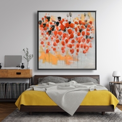 Framed 48 x 48 - Abstract red dotted flowers field