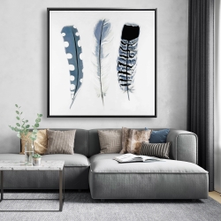 Encadré 48 x 48 - Plumes bleues délicates