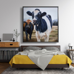 Encadré 48 x 48 - Deux vaches mangeant le foin