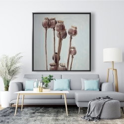 Encadré 48 x 48 - Plantes à tête de pavot sépia