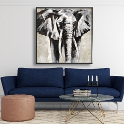 Encadré 48 x 48 - éléphant en beige