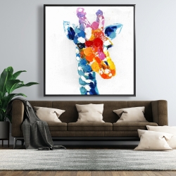 Encadré 48 x 48 - Girafe abstraite tacheté de couleurs