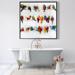 Encadré 48 x 48 - Beaucoup d'oiseaux colorés sur un fil