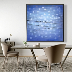 Encadré 48 x 48 - Oiseaux sur ciel bleu scintillant