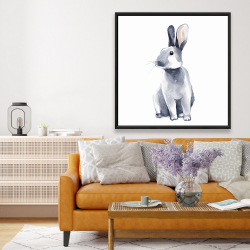 Framed 48 x 48 - Gray curious rabbit