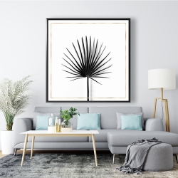 Framed 48 x 48 - Cabbage palm leaf with gold lines