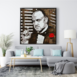 Framed 48 x 48 - Black and white the godfather