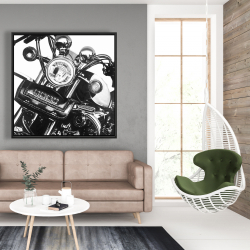 Framed 48 x 48 - Realistic motorcycle