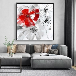 Encadré 48 x 48 - Fleurs rouges et grises