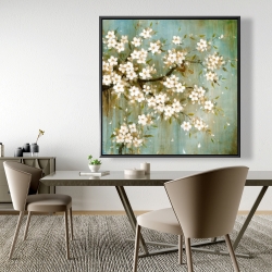Framed 48 x 48 - White cherry blossom