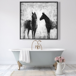 Encadré 48 x 48 - Chevaux blancs et noirs