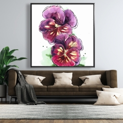 Framed 48 x 48 - Two blossoming orchid with wavy petals
