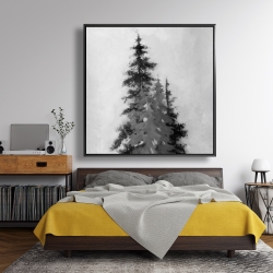 Framed 48 x 48 - Silhouette of black and grey trees