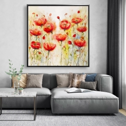 Framed 48 x 48 - Red flowers garden