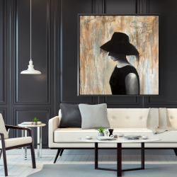 Encadré 48 x 48 - Audrey hepburn avec un grand chapeau