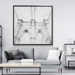 Framed 48 x 48 - Brooklyn bridge sketch
