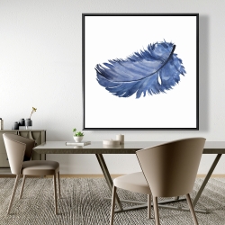 Framed 48 x 48 - Watercolor blue feather
