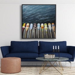 Encadré 48 x 48 - Pagaies colorées sur le quai