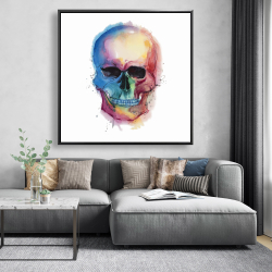 Encadré 48 x 48 - Crâne coloré aquarelle