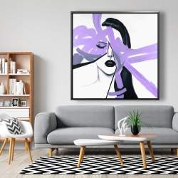 Framed 48 x 48 - Abstract purple woman portrait