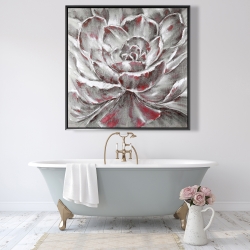 Encadré 48 x 48 - Fleur rouge et grise