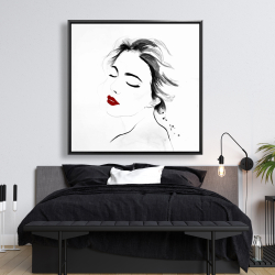 Framed 48 x 48 - Right side watercolor serenely lady portrait