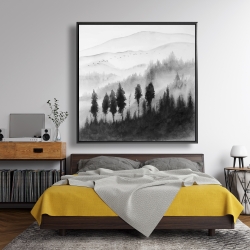 Framed 48 x 48 - Landscape mono in watercolor