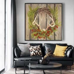 Encadré 48 x 48 - Couronne de noël avec panache