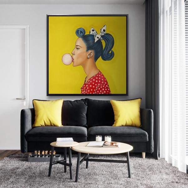 Encadré 48 x 48 - Femme rétro avec queue de cheval