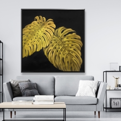 Framed 48 x 48 - Gold monstera