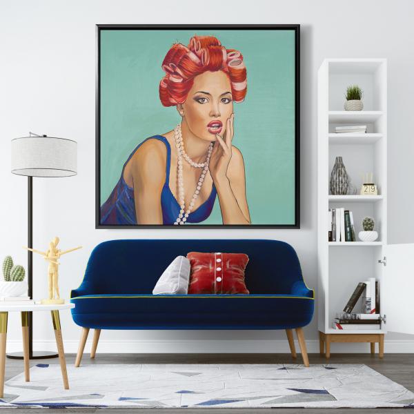 Encadré 48 x 48 - Femme rétro avec bigoudis