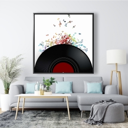 Framed 48 x 48 - Notes escaping from a vinyl record