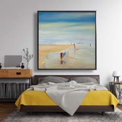 Framed 48 x 48 - Children at the beach
