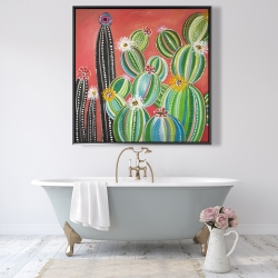 Encadré 48 x 48 - Cactus en arc-en-ciel