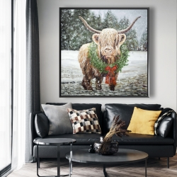 Encadré 48 x 48 - Vache highland de noël