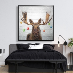 Framed 48 x 48 - Moose has christmas balls