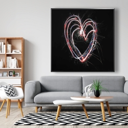 Encadré 48 x 48 - Feux d'artifices en coeur rouge et bleu